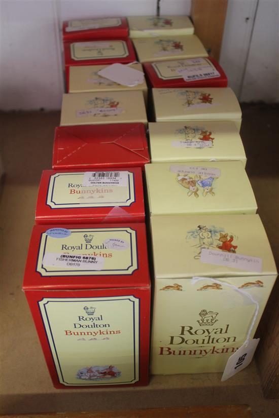 14 Royal Doulton sporting Bunnykins, boxed, inc Freefall, Caddie, Fisherman etc